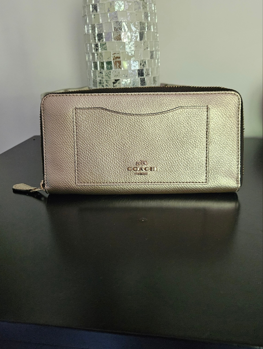 COACH Metallic Gold Zip Wallet, Excellent Condition